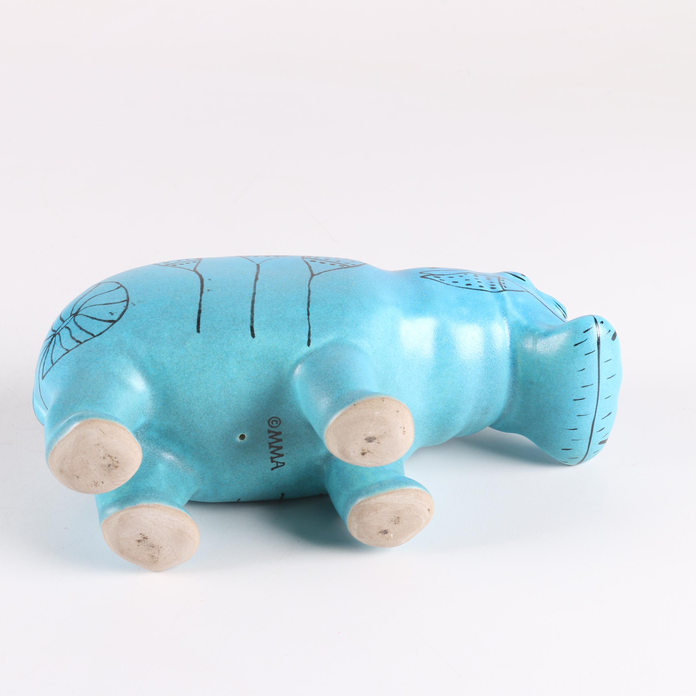 Metropolitan Museum of Art Blue Hippo and Blue Hippo Earthenware Figurine