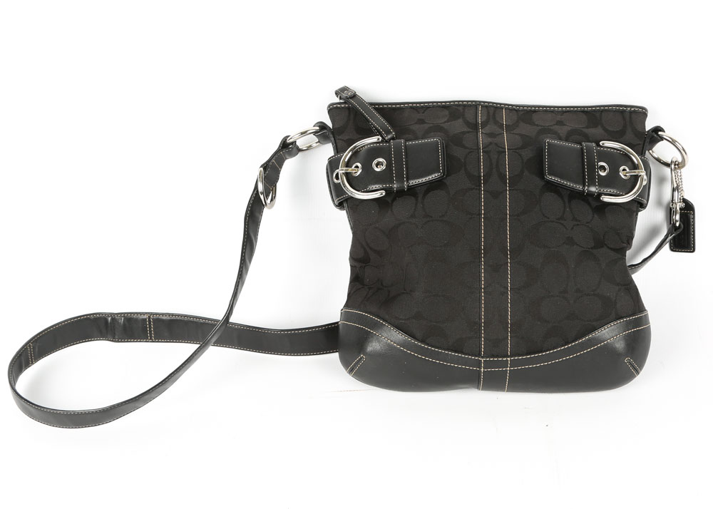 Coach Signature Canvas Soho Black Duffel and Wristlet