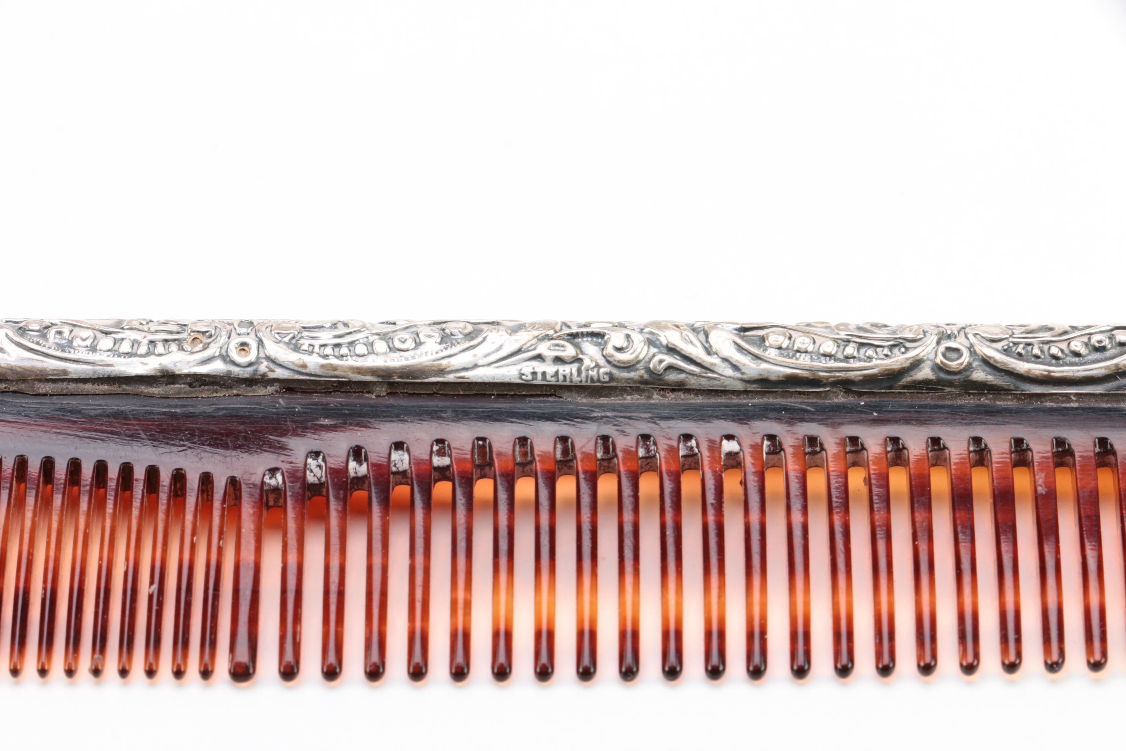 Unger Bros. Sterling Silver Clothes Brush with Sterling Handled Comb