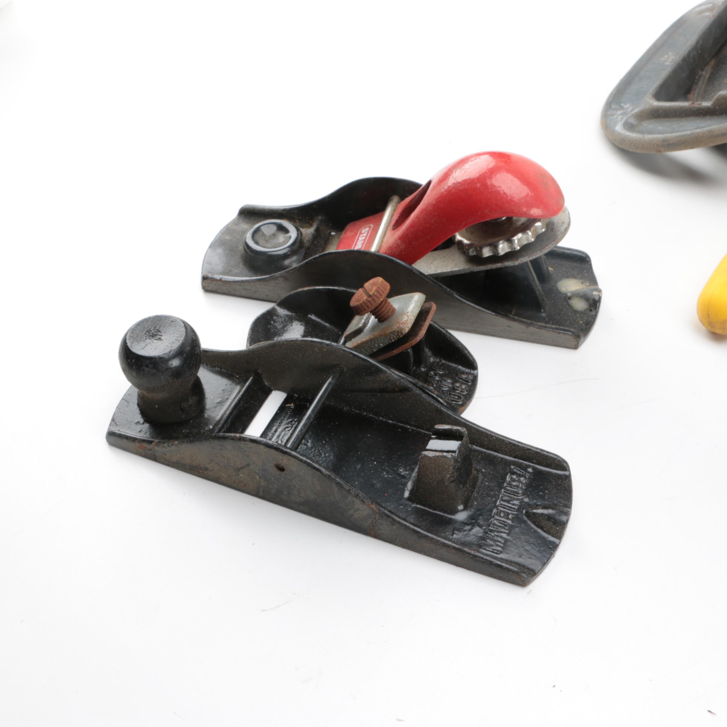 Collection of Wood Working Tools, Clamps Including Black & Decker Planer