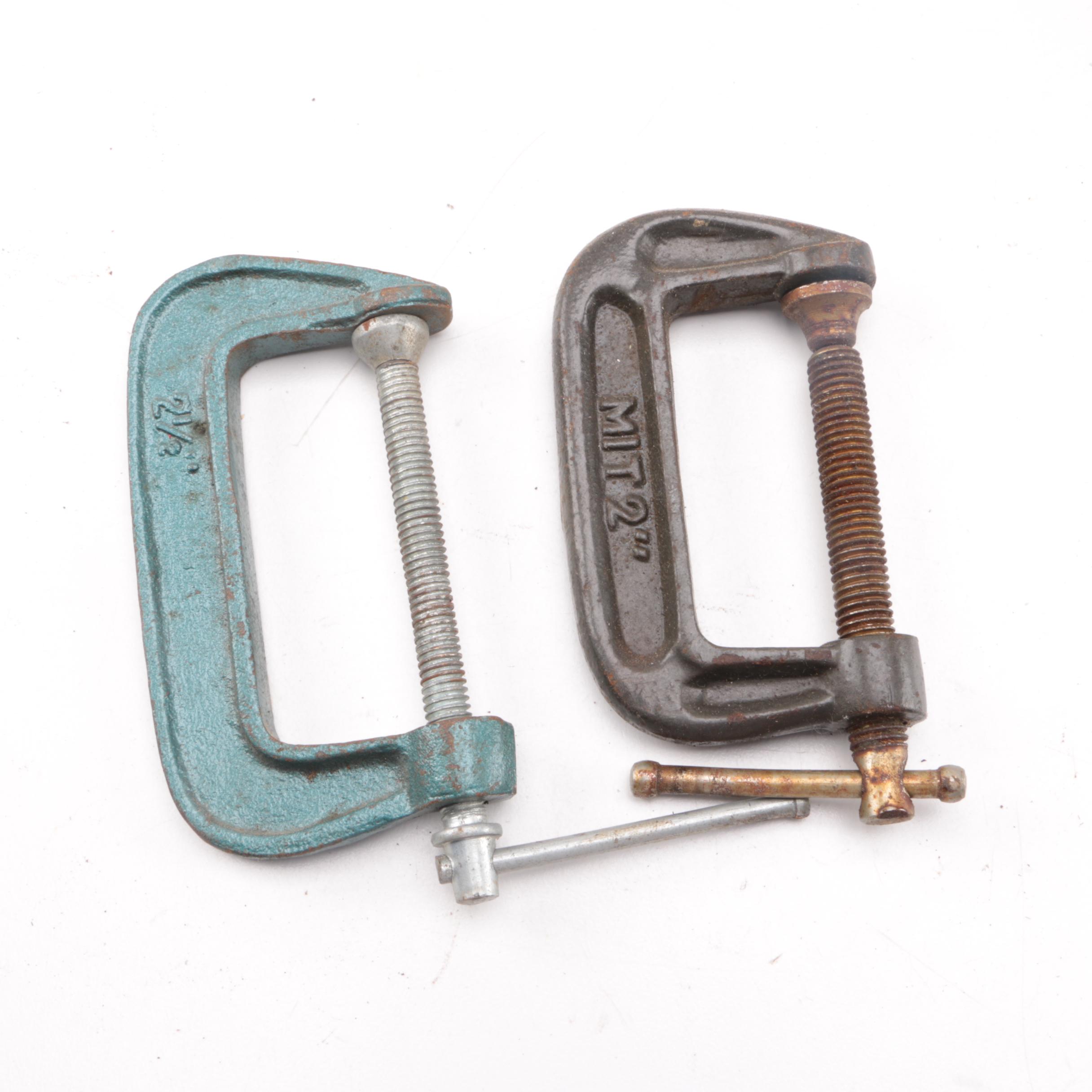 Collection of Wood Working Tools, Clamps Including Black & Decker Planer