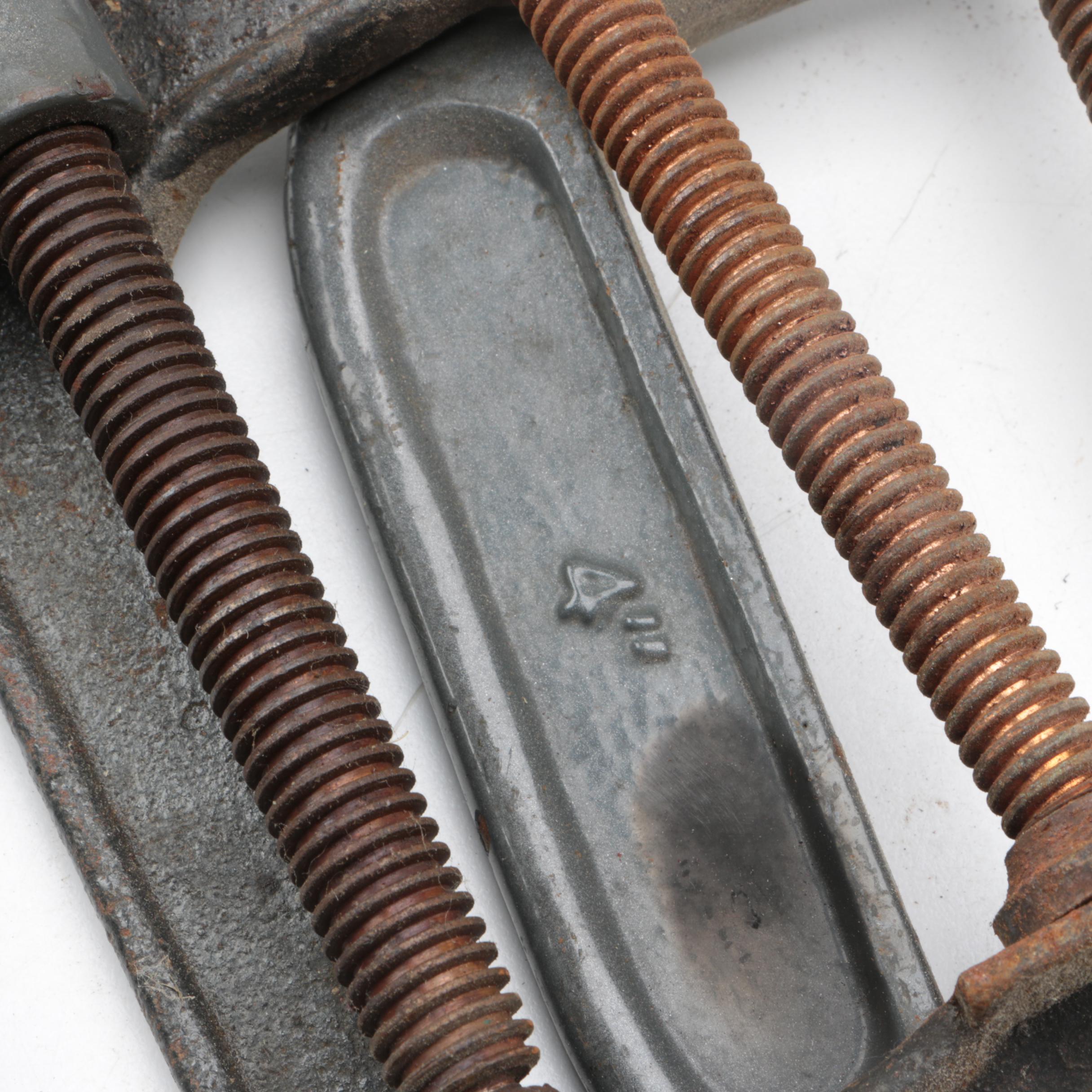 Collection of Wood Working Tools, Clamps Including Black & Decker Planer