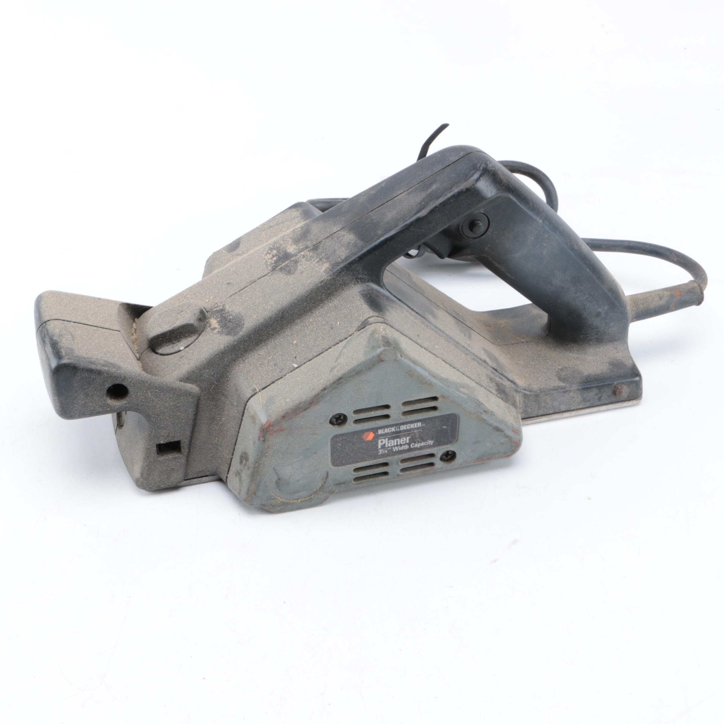 Collection of Wood Working Tools, Clamps Including Black & Decker Planer