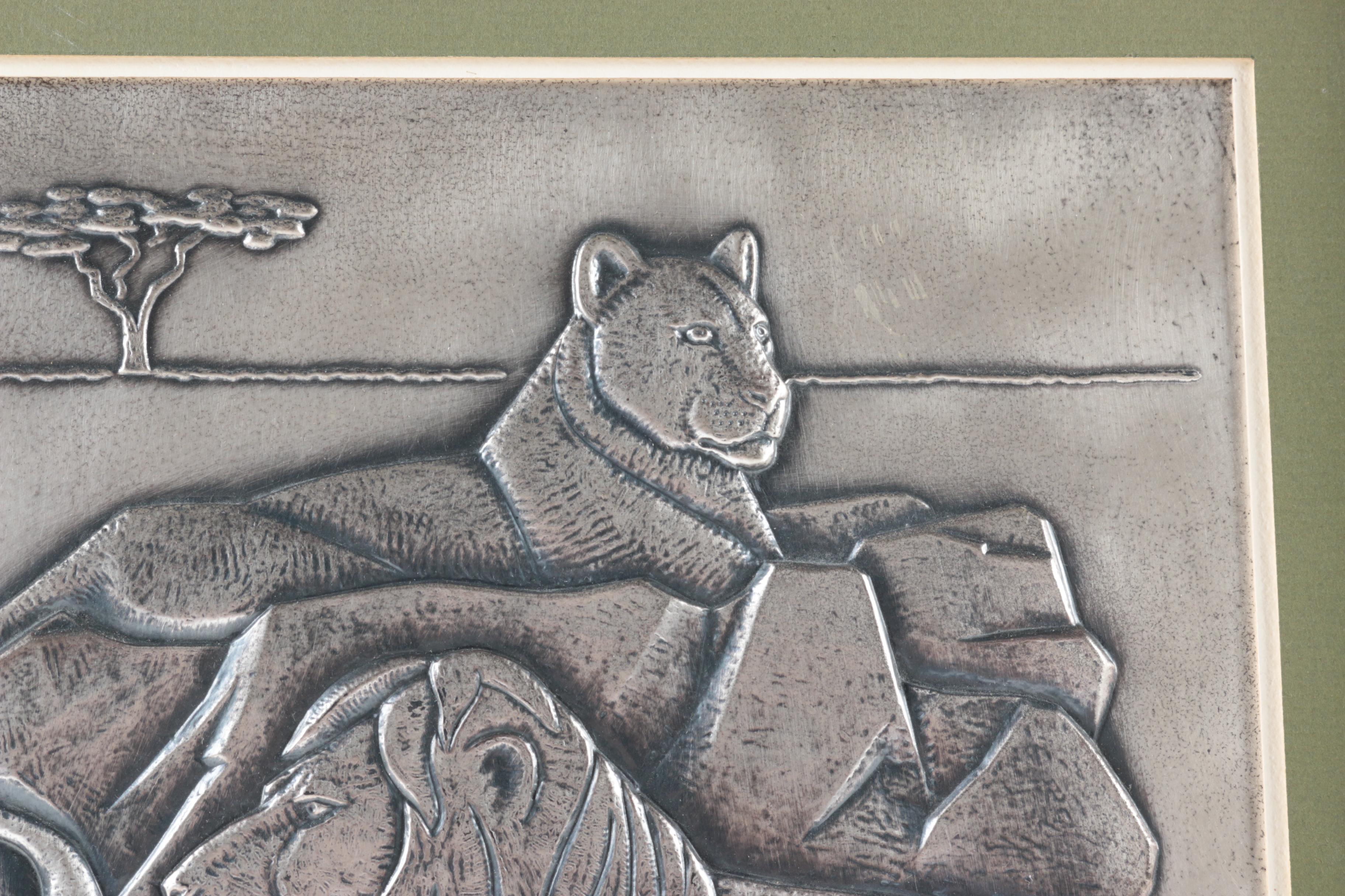 Donald Richard Miller Sterling Silver Wall Sculpture "The African Lion"