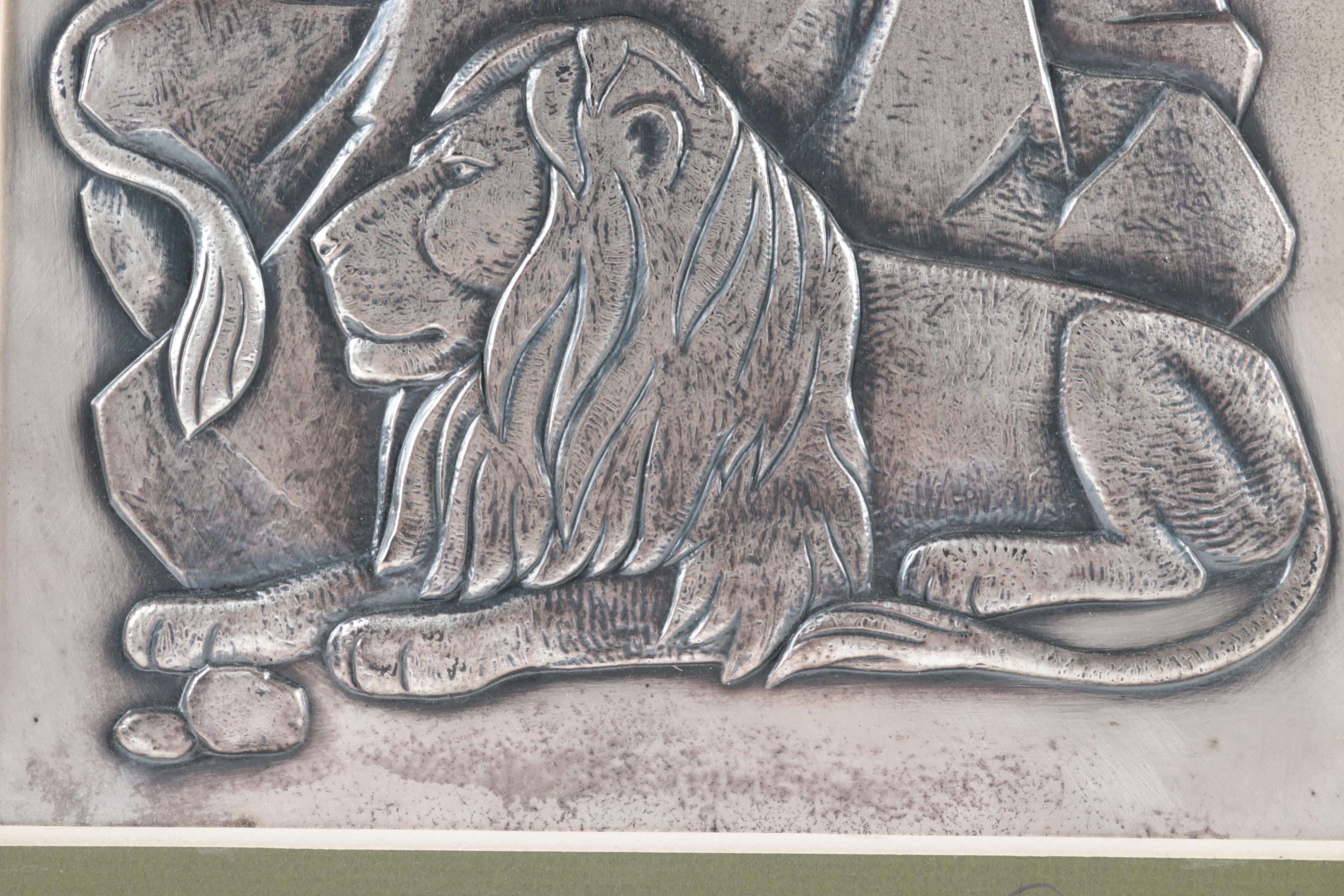 Donald Richard Miller Sterling Silver Wall Sculpture "The African Lion"