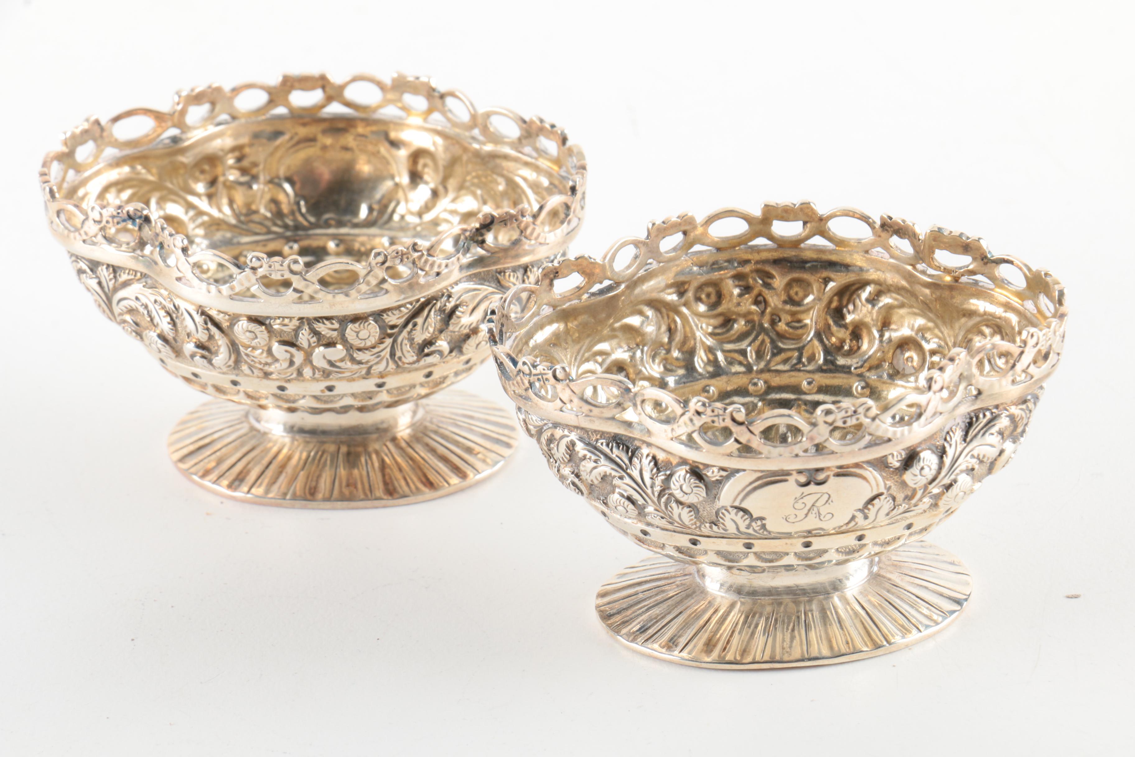 Mappin & Webb Silver Plate Salt Cellar Set and Assorted Serveware