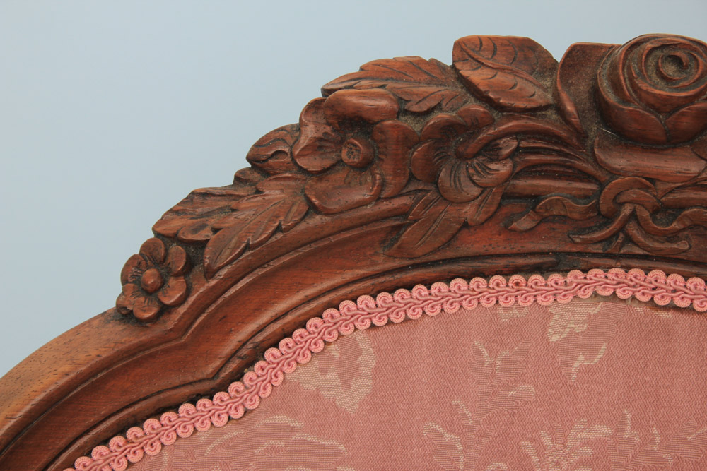 Antique Rococo Carved Mahogany Arm Chair