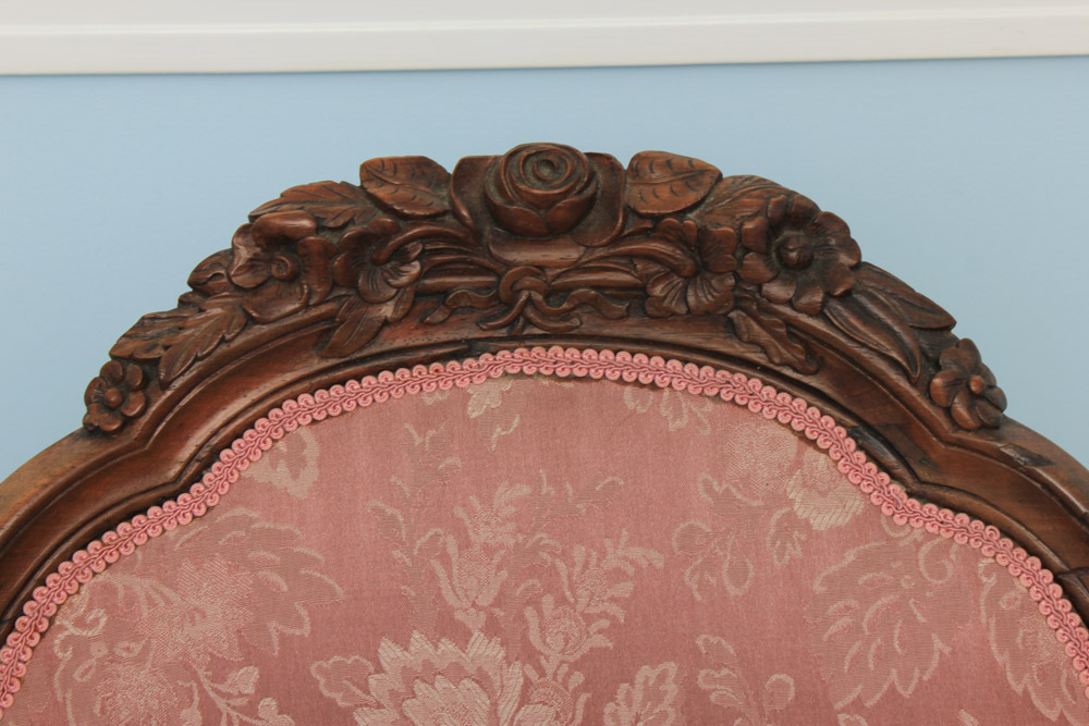 Antique Rococo Carved Mahogany Arm Chair