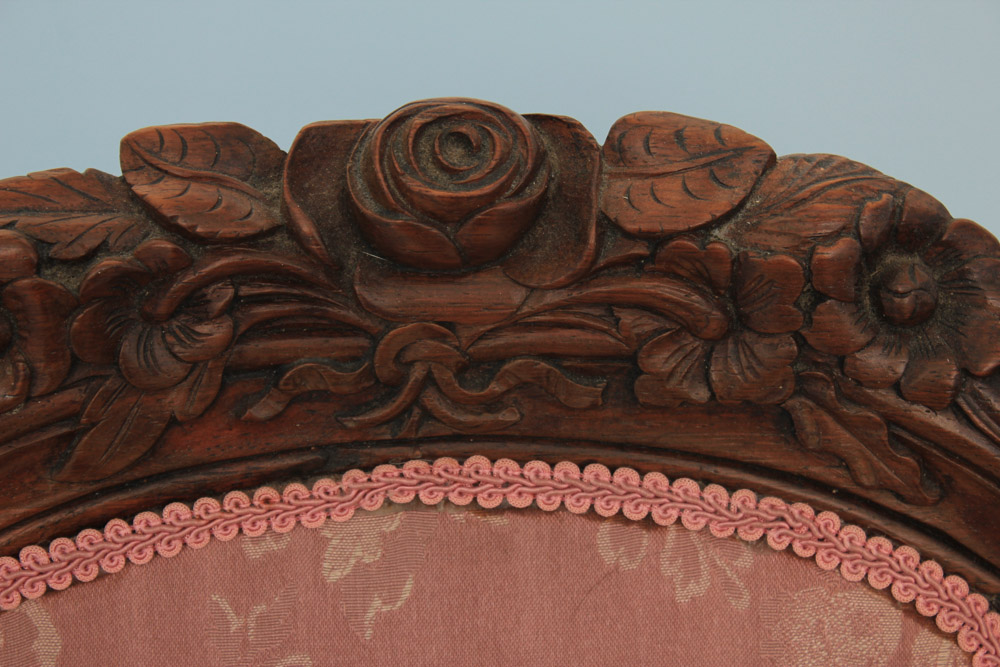 Antique Rococo Carved Mahogany Arm Chair