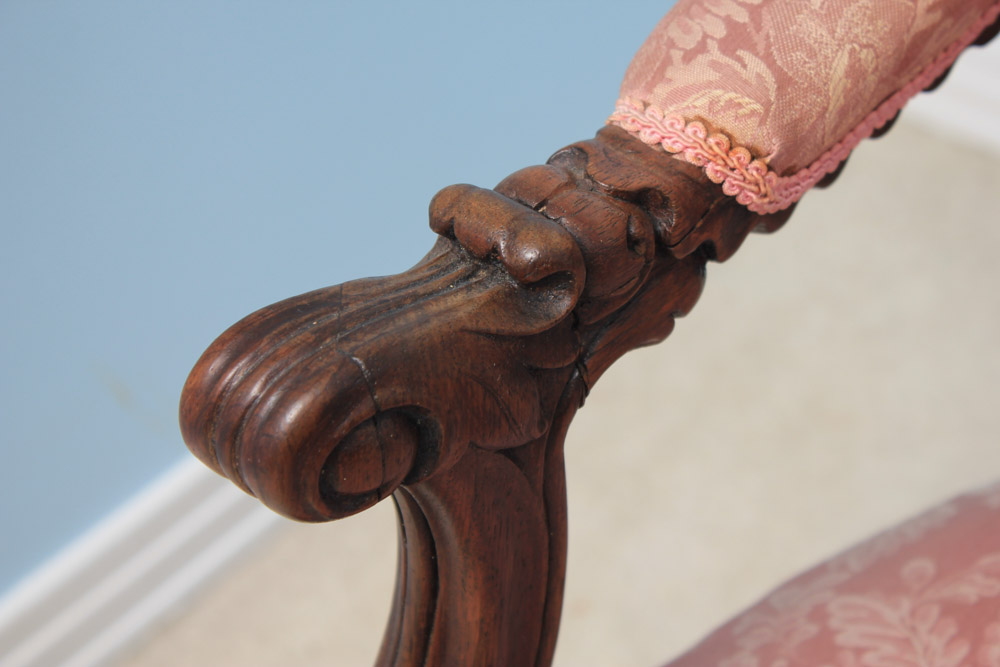 Antique Rococo Carved Mahogany Arm Chair
