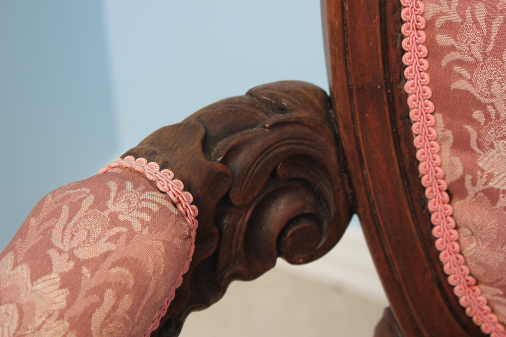 Antique Rococo Carved Mahogany Arm Chair