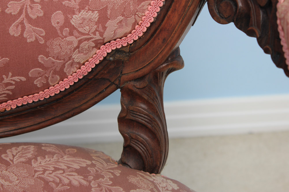 Antique Rococo Carved Mahogany Arm Chair
