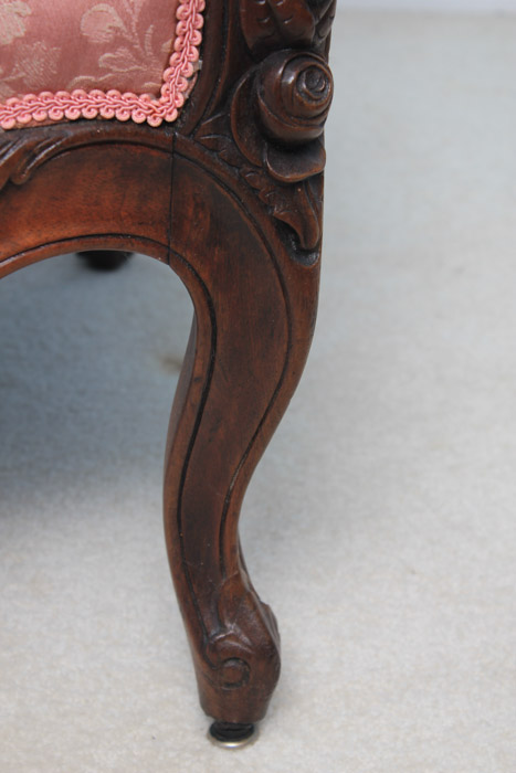 Antique Rococo Carved Mahogany Arm Chair
