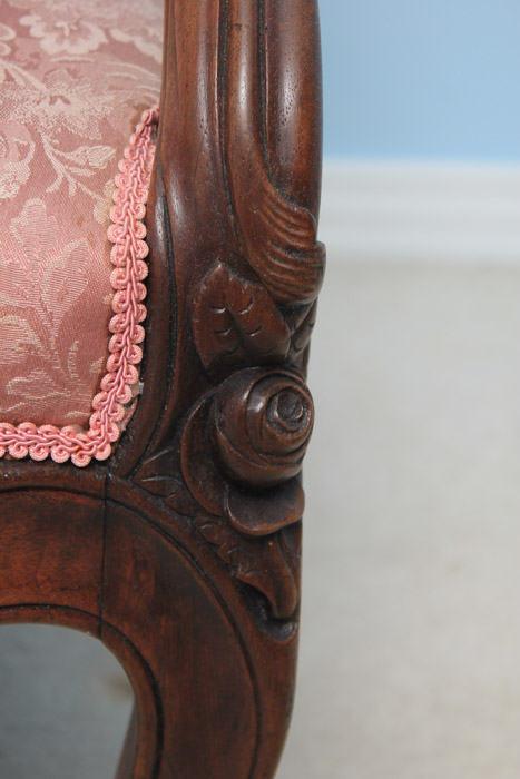 Antique Rococo Carved Mahogany Arm Chair