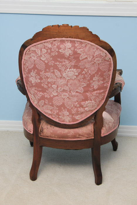 Antique Rococo Carved Mahogany Arm Chair