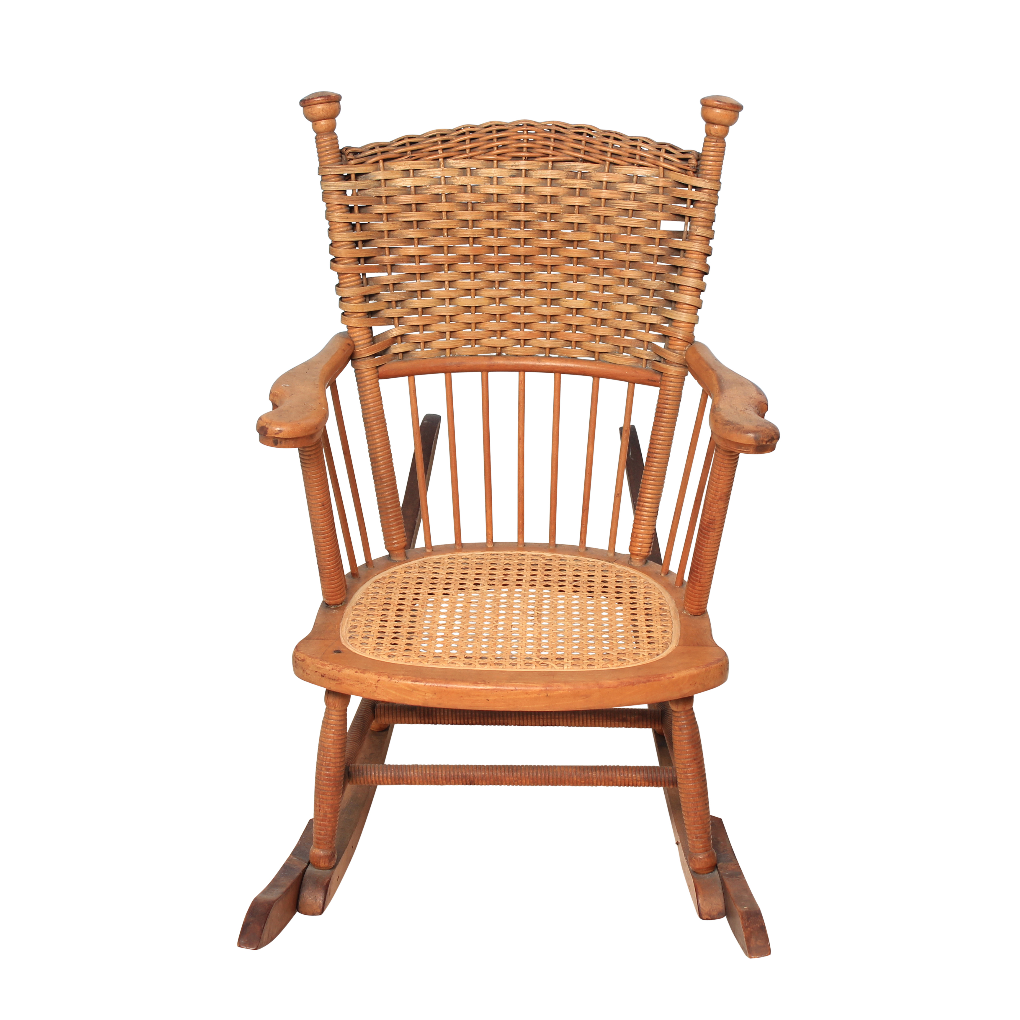 Antique Child's Wicker and Cane Rocking Chair