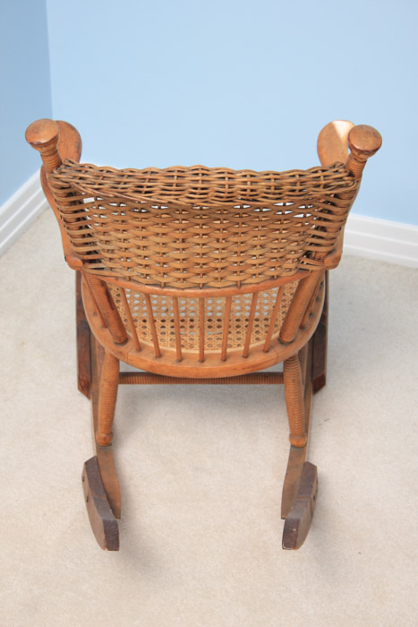 Antique Child's Wicker and Cane Rocking Chair