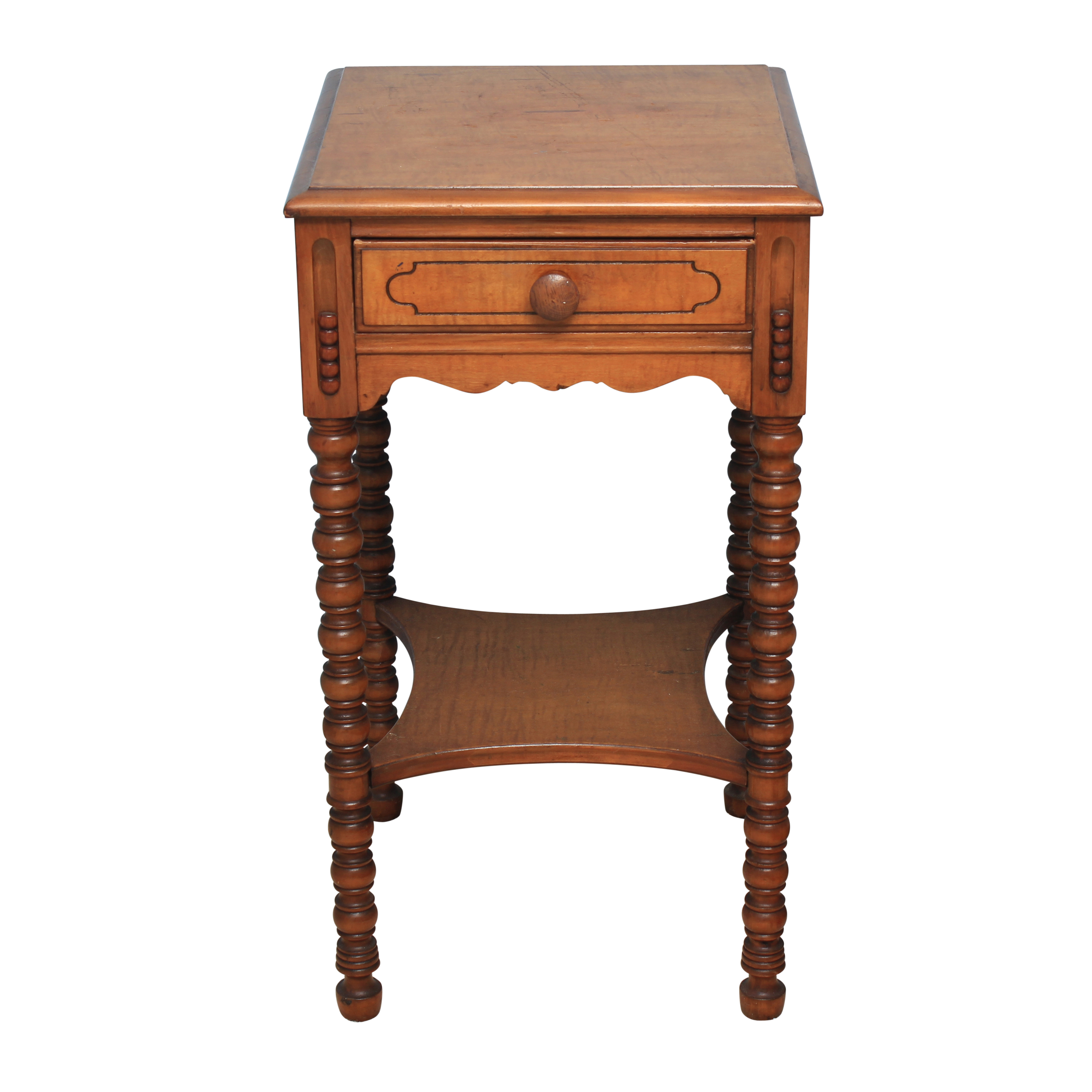 Vintage Spool-Turned Maple End Table