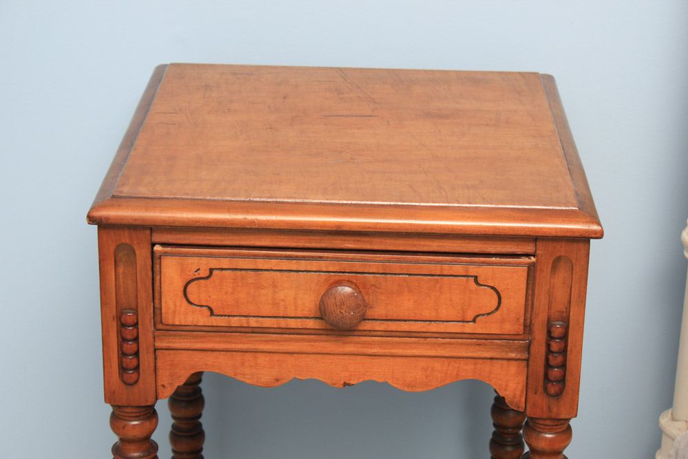 Vintage Spool-Turned Maple End Table
