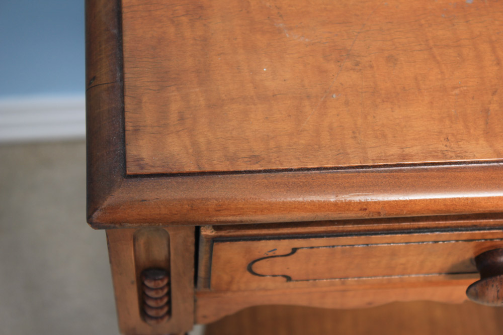 Vintage Spool-Turned Maple End Table