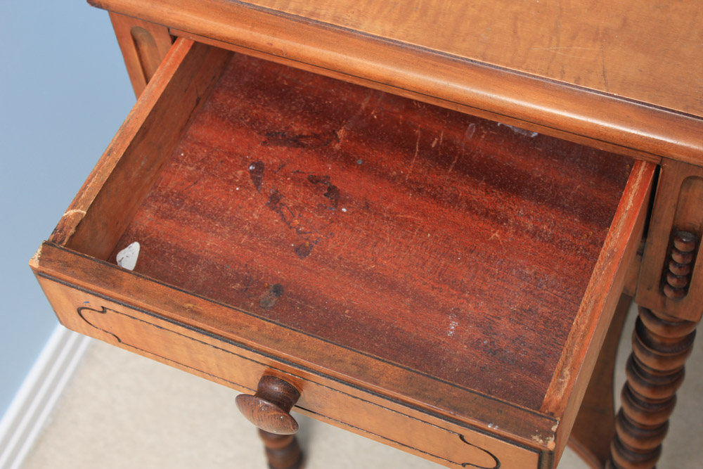 Vintage Spool-Turned Maple End Table