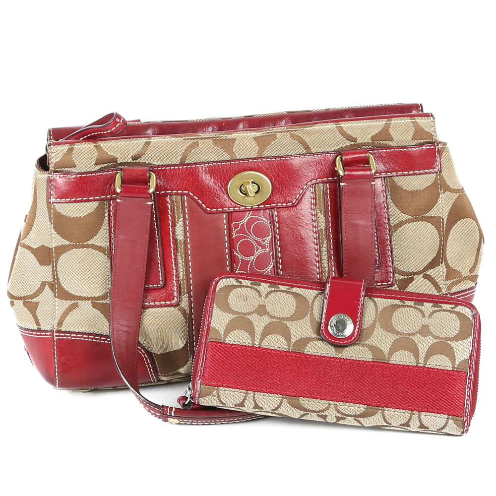 Coach Hampton Signature Carryall and Wallet