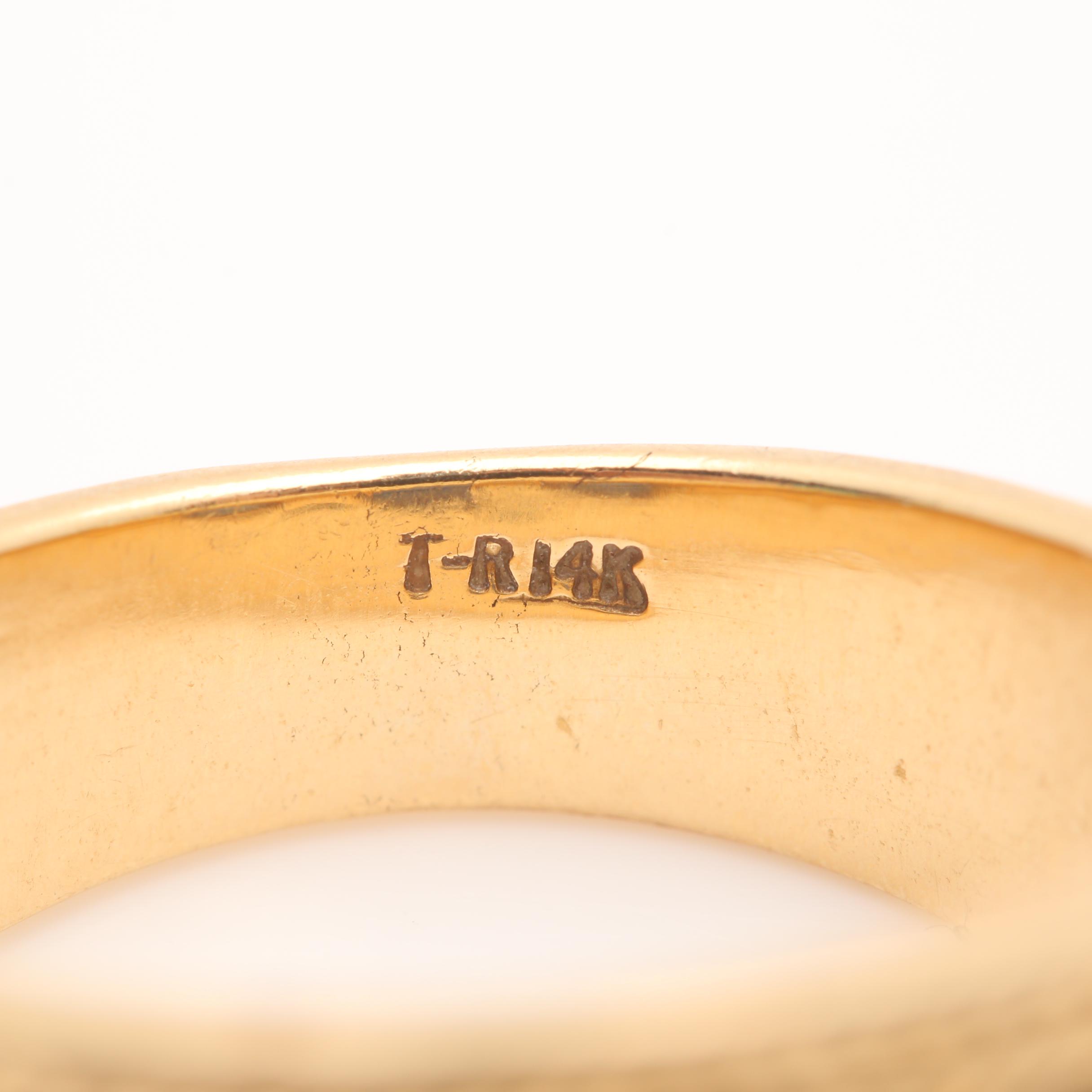 14K Yellow Gold Blue Sapphire and Diamond Ring