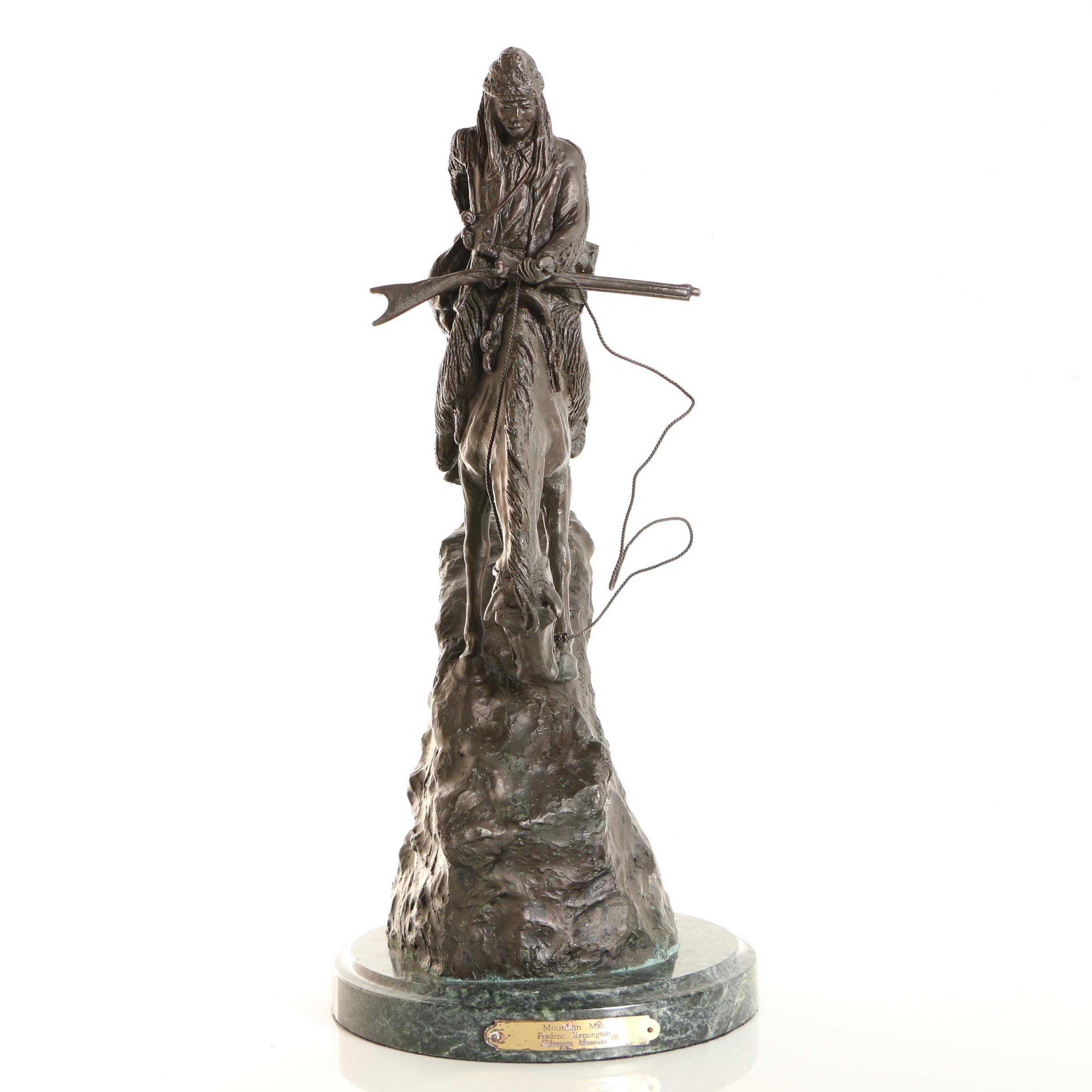 Bronze Reproduction Sculpture After Frederic Remington "Mountain Man"