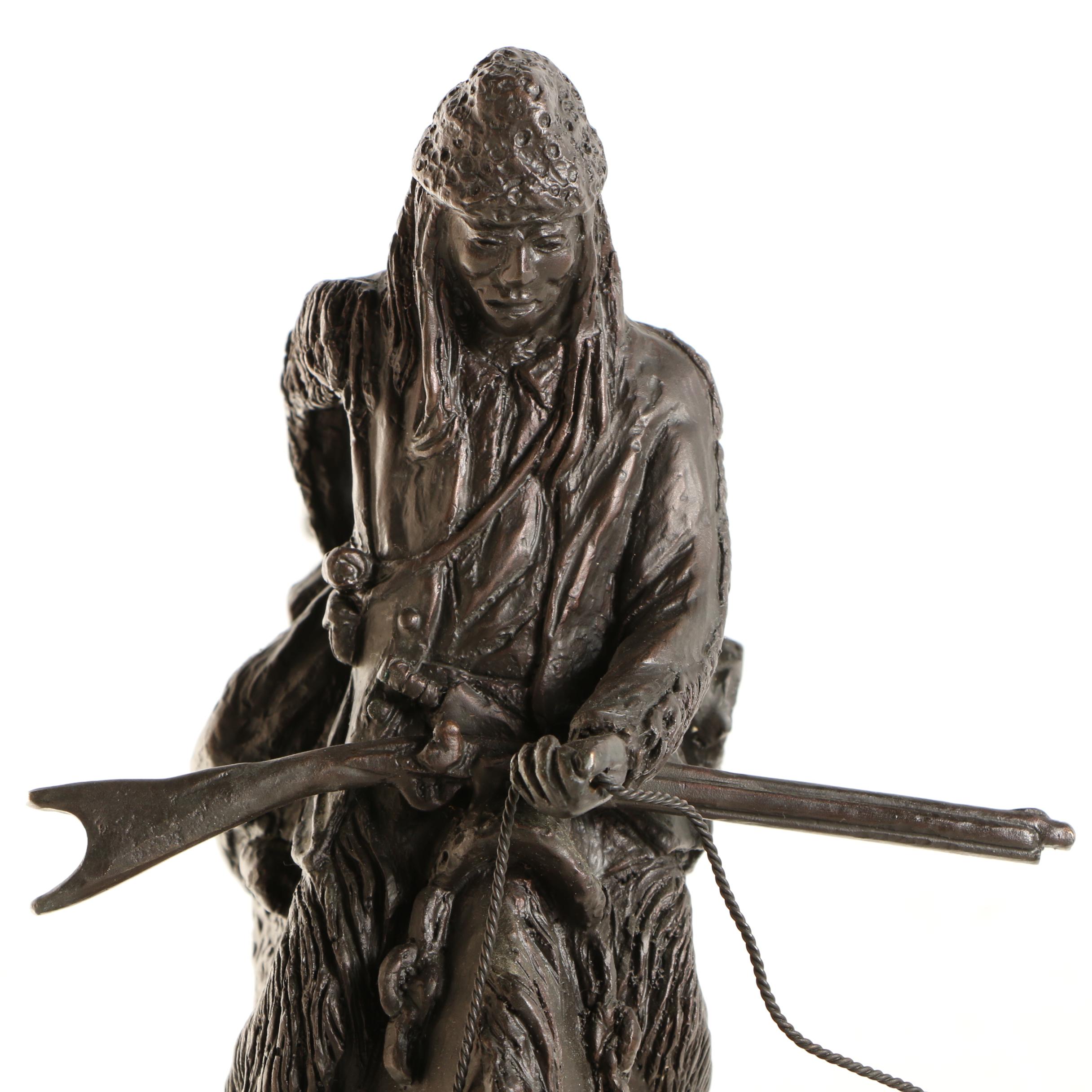 Bronze Reproduction Sculpture After Frederic Remington "Mountain Man"