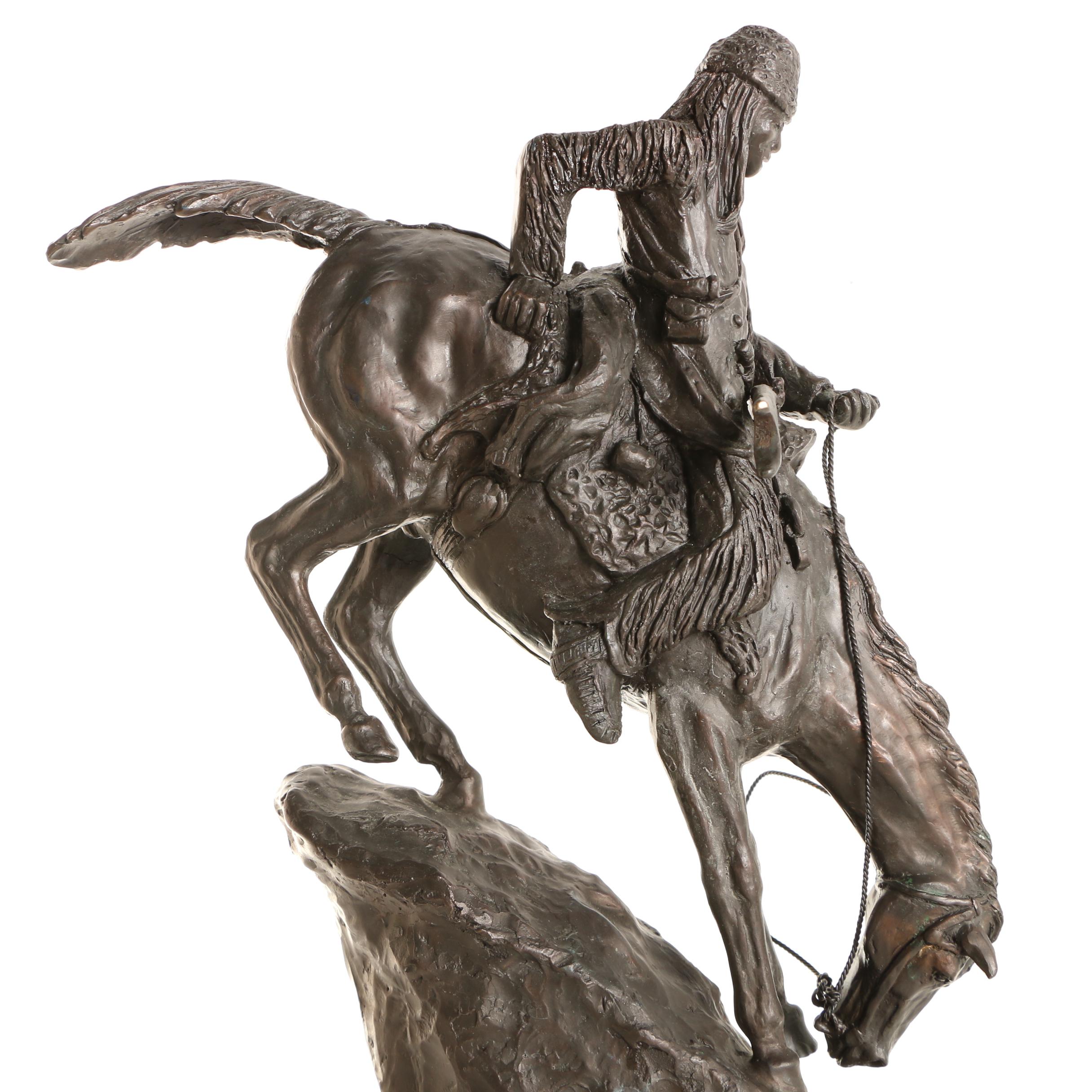 Bronze Reproduction Sculpture After Frederic Remington "Mountain Man"