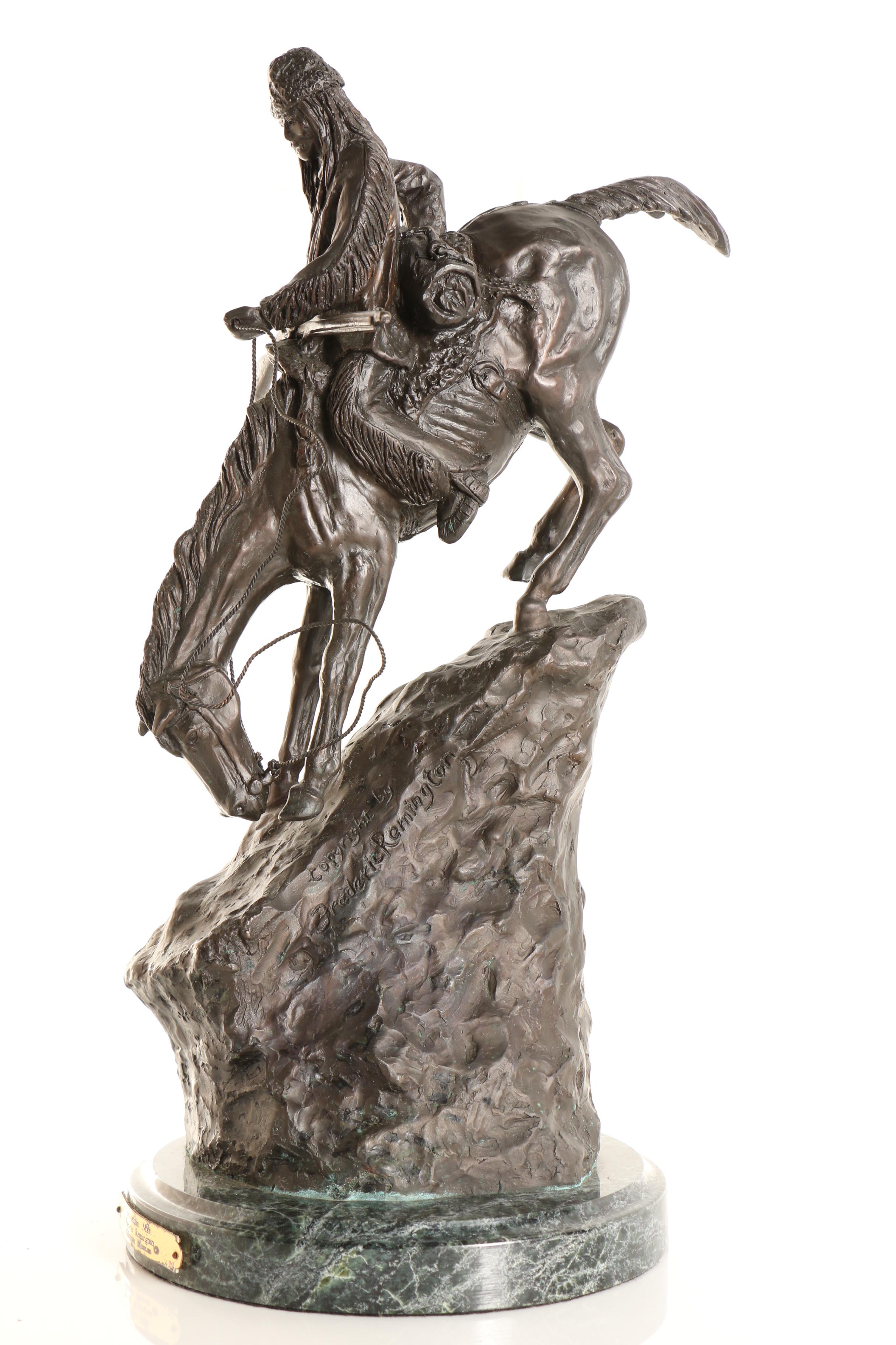 Bronze Reproduction Sculpture After Frederic Remington "Mountain Man"