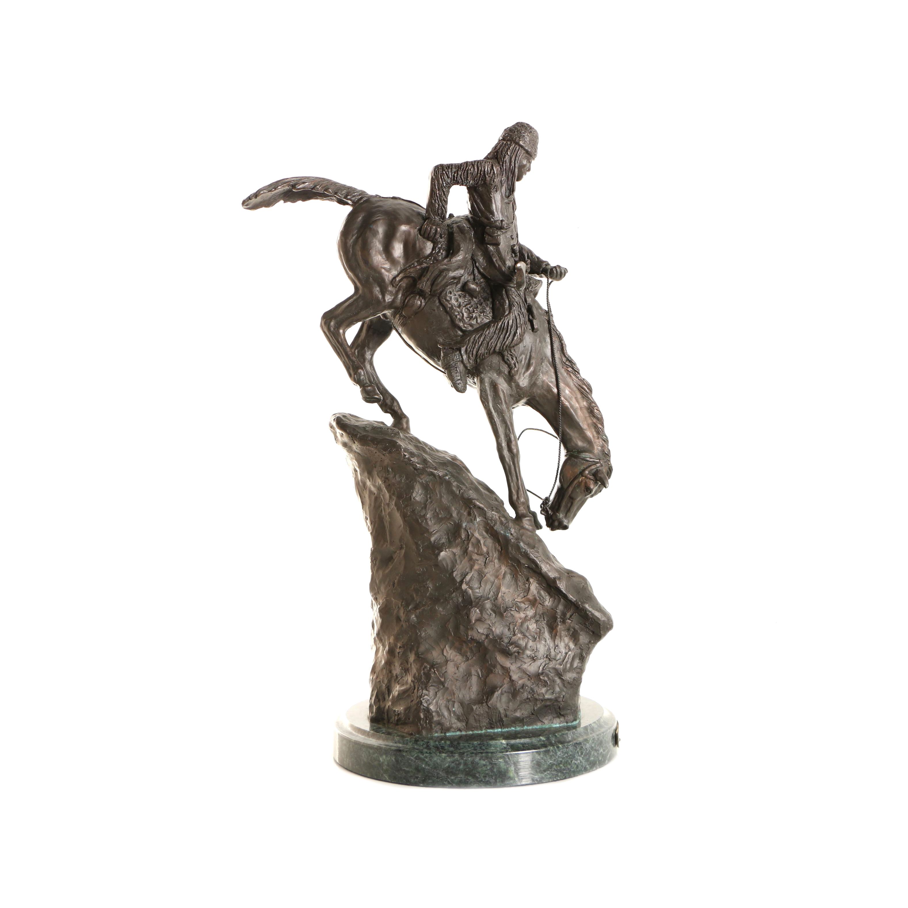 Bronze Reproduction Sculpture After Frederic Remington "Mountain Man"