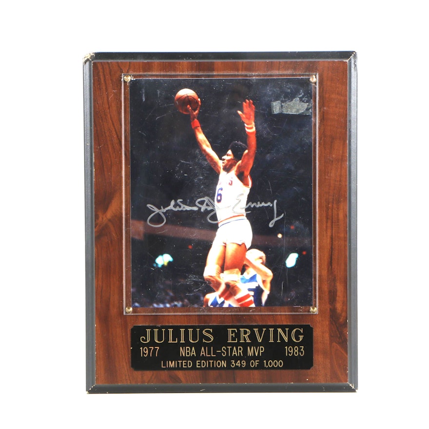 Julius Erving Autographed Display