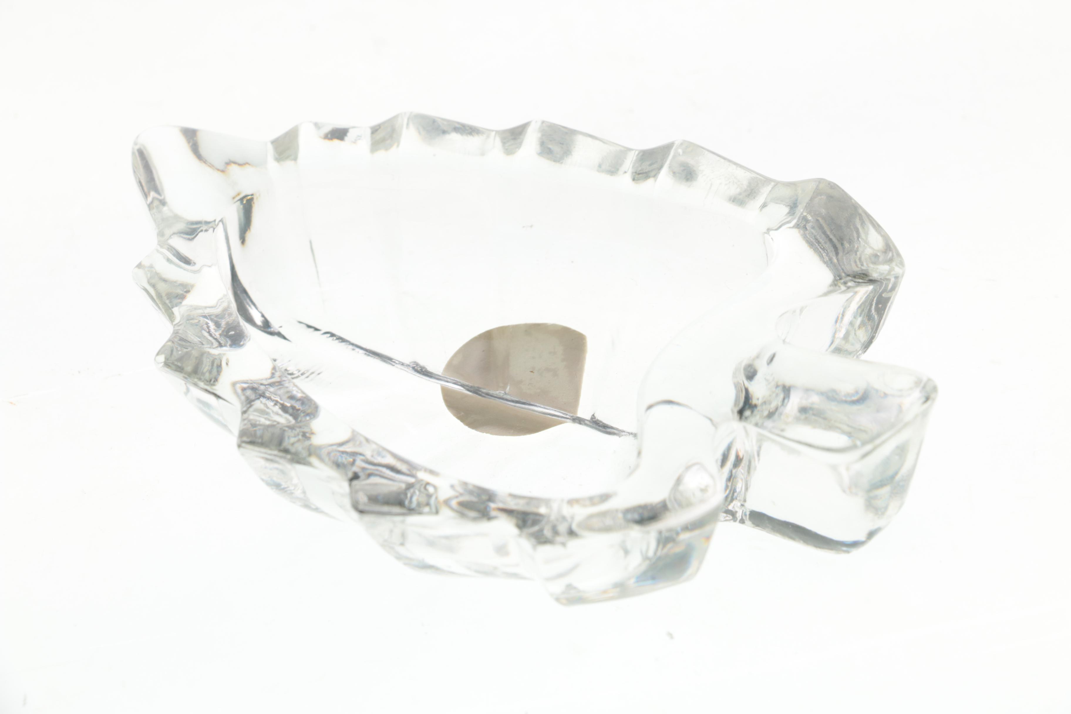 Crystal Clear Industries "Leaf" Dish and American Brilliant Cut Glass Bowl