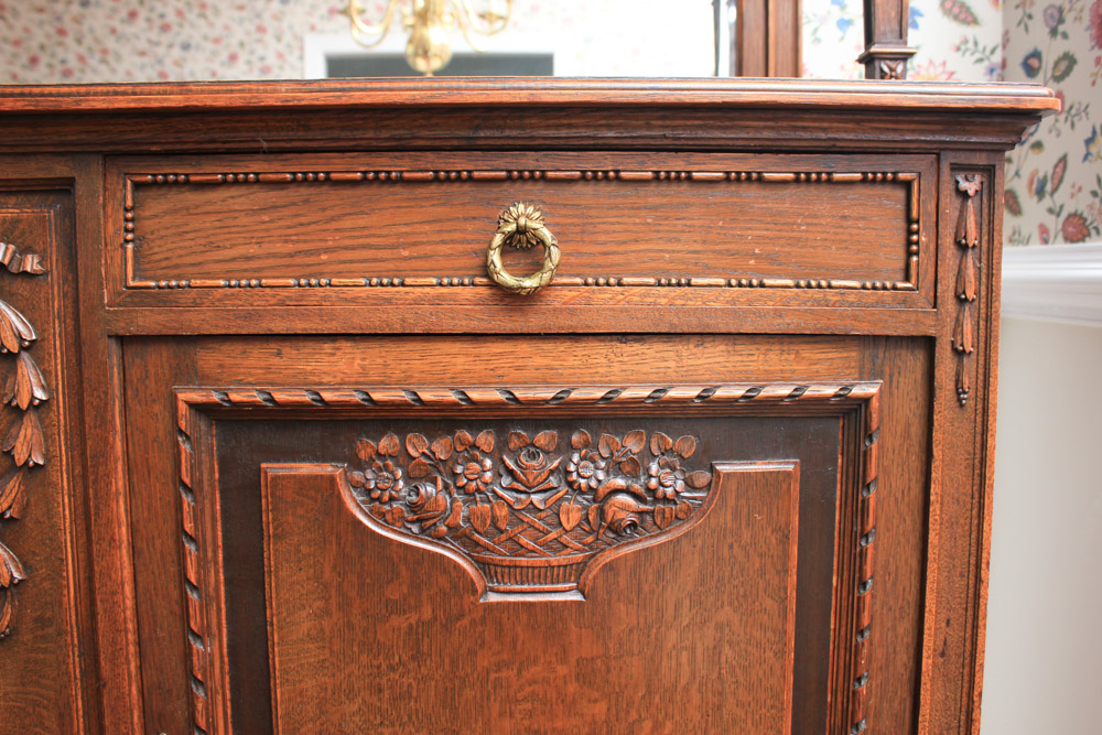 French Art Deco Carved Oak Buffet