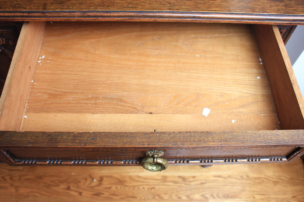 French Art Deco Carved Oak Buffet