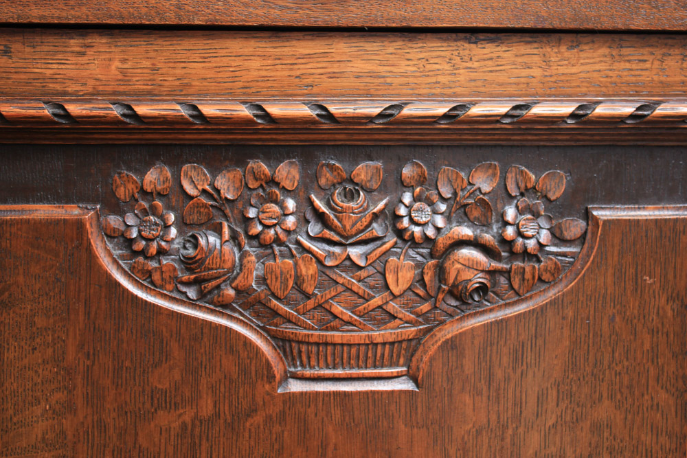 French Art Deco Carved Oak Buffet
