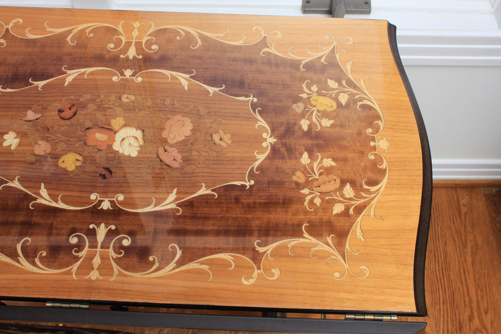 Italian Drop Leaf with Burl Inlay Bar Cart