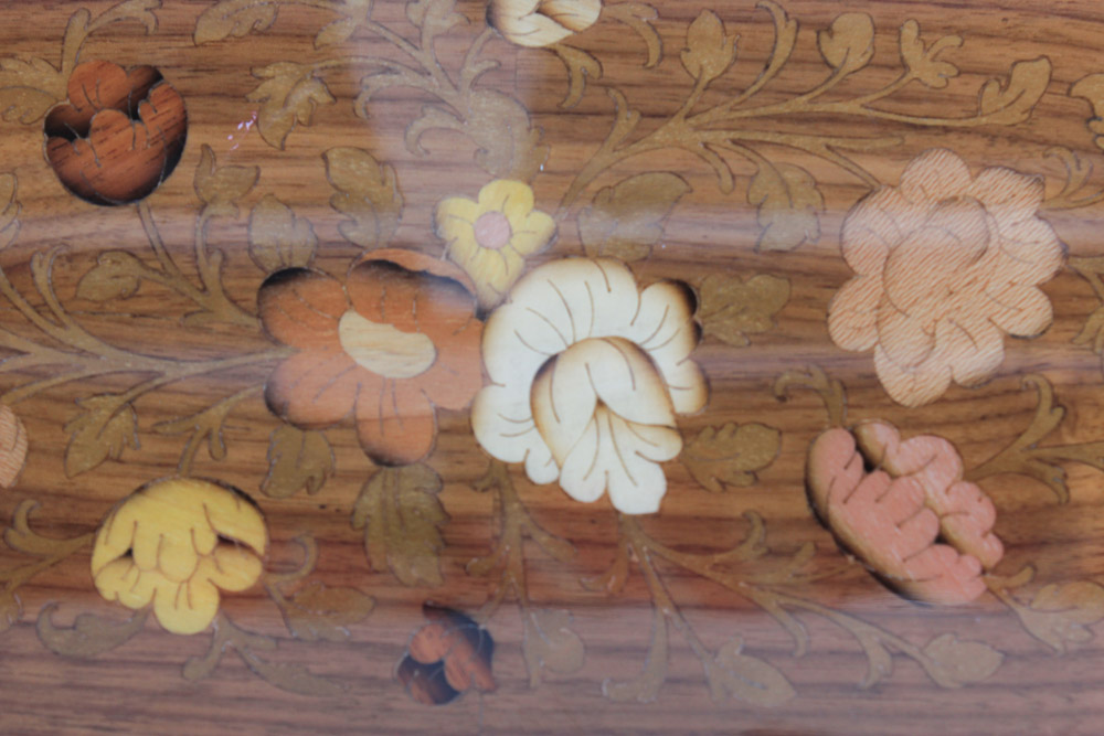 Italian Drop Leaf with Burl Inlay Bar Cart