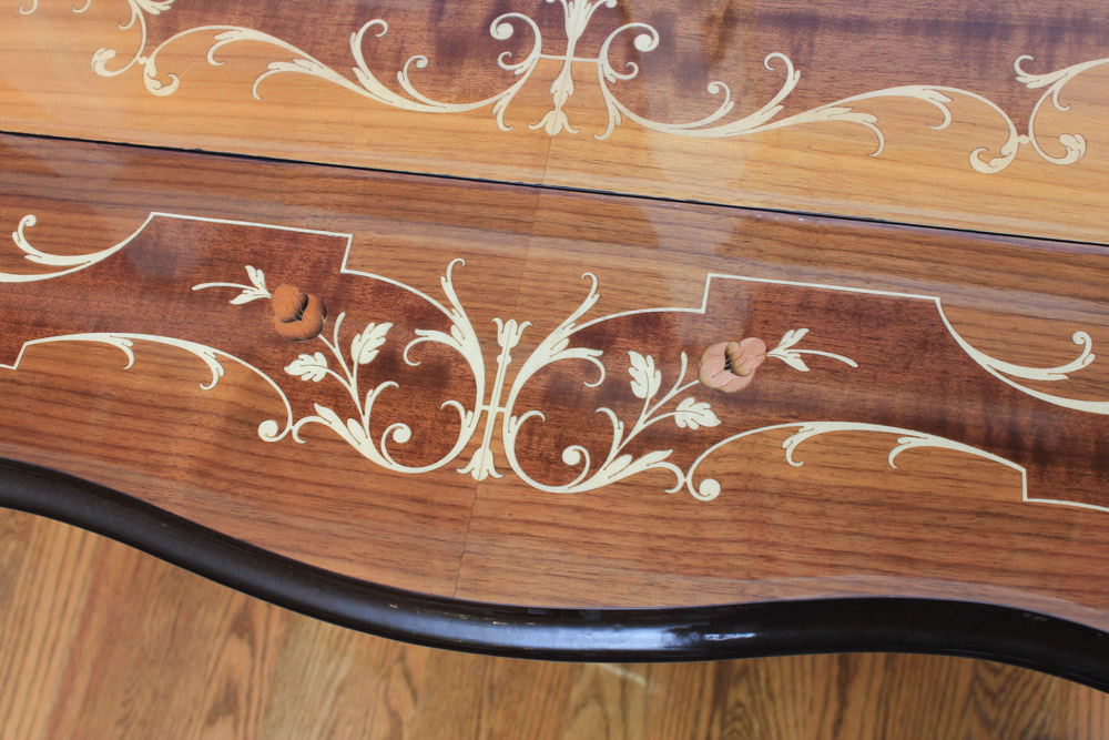 Italian Drop Leaf with Burl Inlay Bar Cart