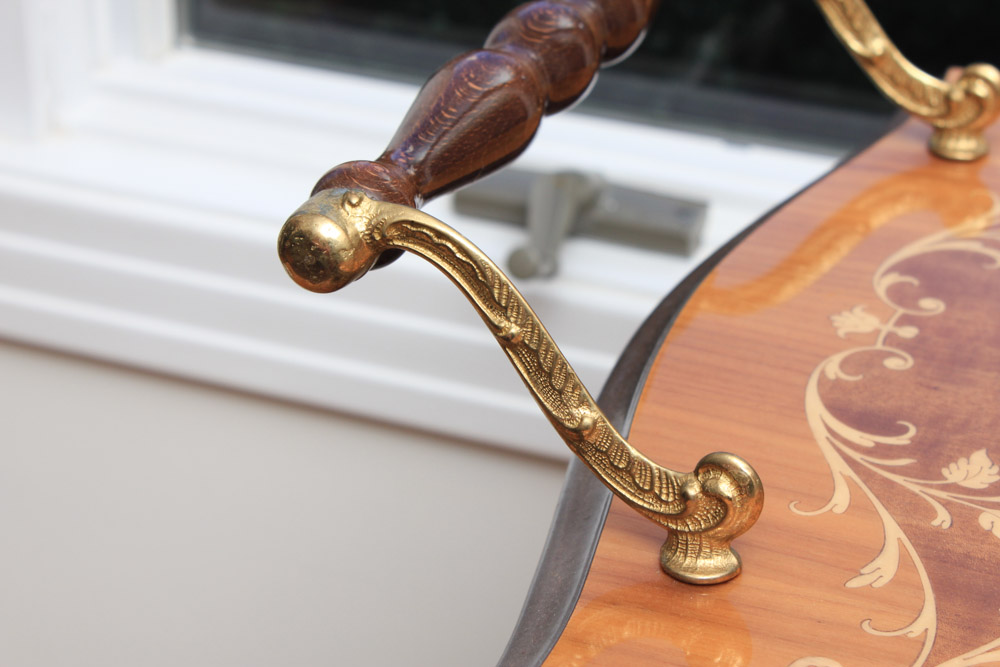 Italian Drop Leaf with Burl Inlay Bar Cart