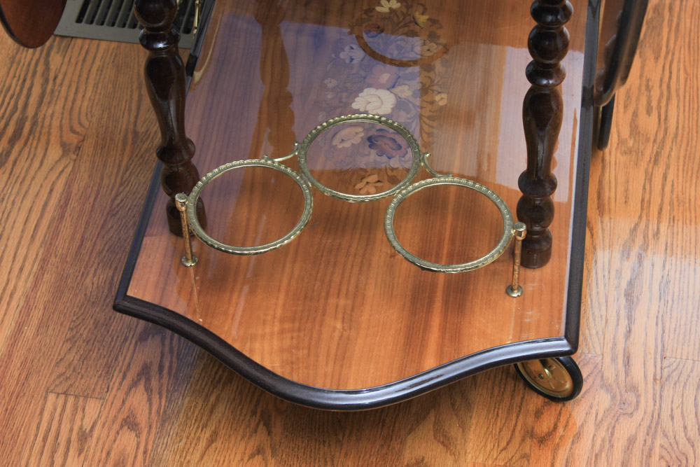 Italian Drop Leaf with Burl Inlay Bar Cart