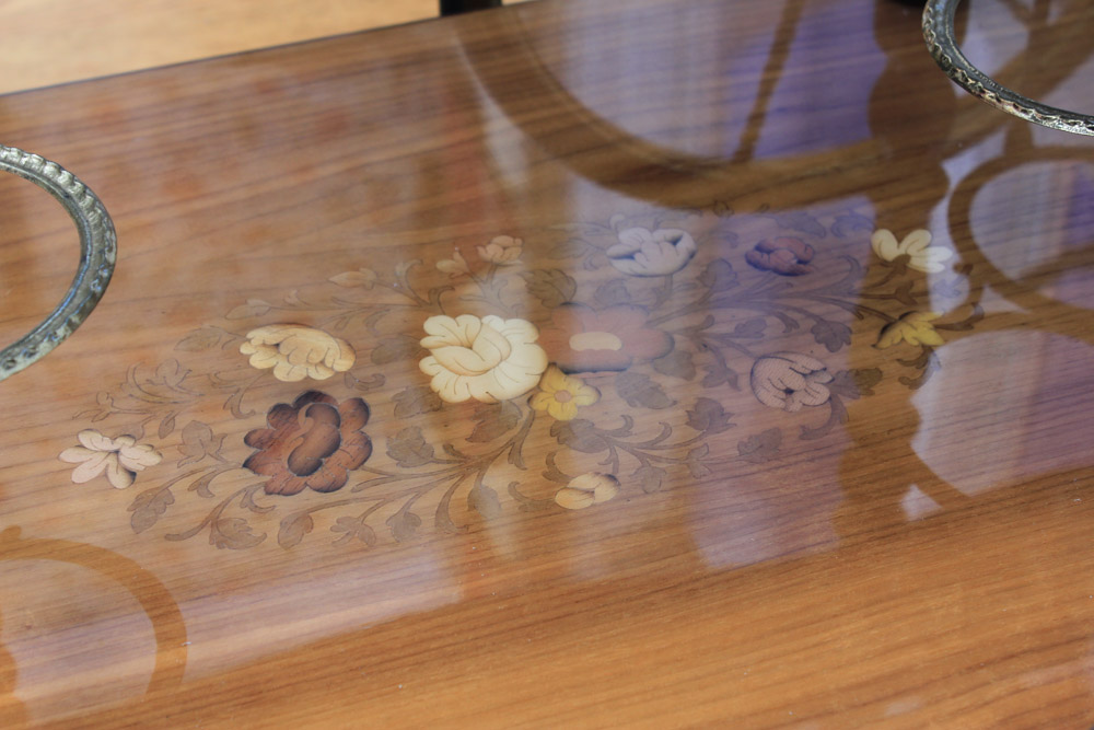 Italian Drop Leaf with Burl Inlay Bar Cart