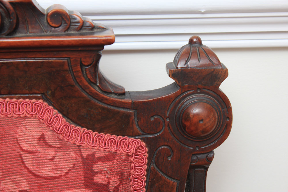 Renaissance-Revival Side Chair with Bronze Portrait Medallion