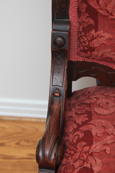 Renaissance-Revival Side Chair with Bronze Portrait Medallion