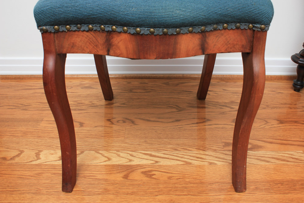 Victorian Carved Walnut Chair With Needlepoint Seat