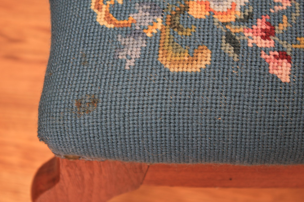 Victorian Carved Walnut Chair With Needlepoint Seat