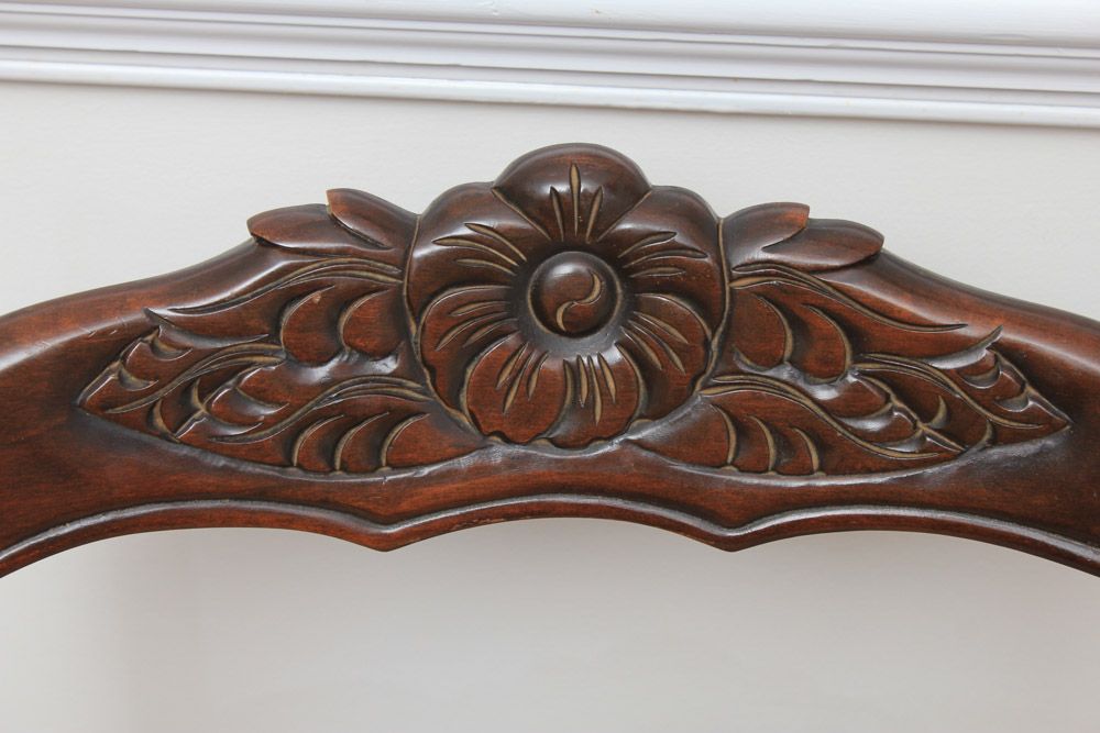 Set of Vintage Rose-Carved Mahogany Dining Chairs