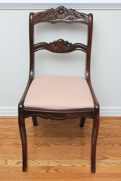Set of Vintage Rose-Carved Mahogany Dining Chairs