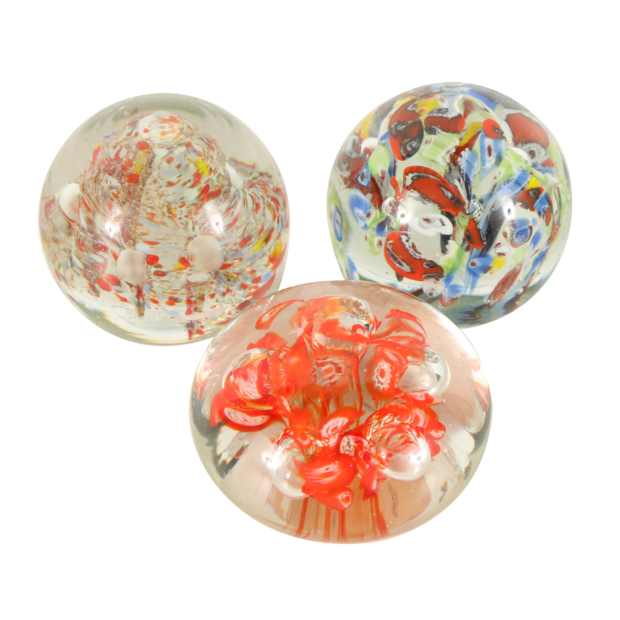 Three Hand-Blown Glass Paperweights